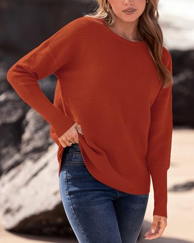 BTFBM Fall Sweaters for Women 2025 Casual Long Sleeve Sweater Striped Loose Fit Pullover Tops