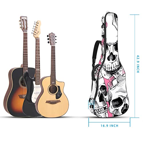Housse de transport rembourrée pour guitare en tissu Oxford imperméable avec bandoulière réglable Motif crâne et fleurs - Les Beatles, Paul McCartney, John Lennon, RIngo Starr, George Harrison Housse de transport rembourrée pour guitare en tissu Oxford imperméable avec bandoulière réglable Motif crâne et fleurs – Image 6