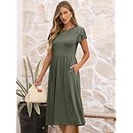 ANRABESS Women's Summer Midi Dresses 2025 Casual Floral Short Sleeve A-Line T-Shirt Dresses Flowy Beach Sundress with Pockets - Image 2