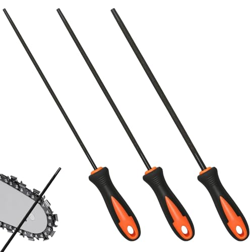 Feile für Kettensäge 3 Stück Kettensäge Schärfen Mit Griff Aktenhalter Pferd Feile und Schnelllehre Strapazierfähig und Langlebig Gibt Es 3 Größen von 4.0mm 4.8 mm 5.5 mm für Heimwerker und Profis