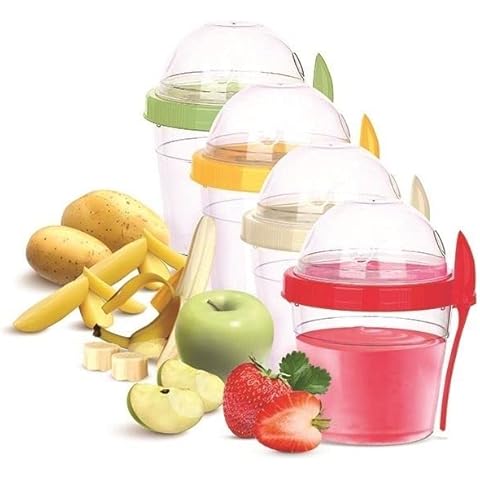 BEFA Juego de 4 tazas de cereales sin BPA con tapa y cuchara Cover