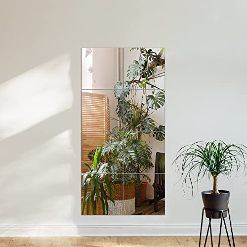 Trahome Wall Mirror Full Length, 12Inches X 4Pcs, Glass Frameless Body Mirror Wall-Mounted For Gym, Bedroom, Living Room, Over The Door #TOP2