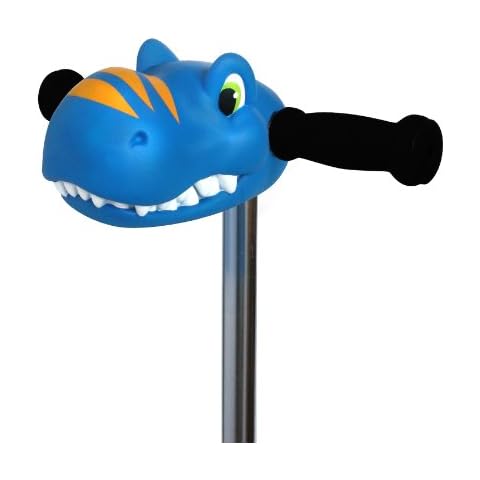 Scootaheadz Dinosaur: Kids Scooter Accessories Scooter Dinosaur Head | Blue | Fits Most Childrens 2 Wheeled and 3 Wheeled Scooters | T-Bar Handle Scooter Dinosaur Head for Boys and Girls Cover