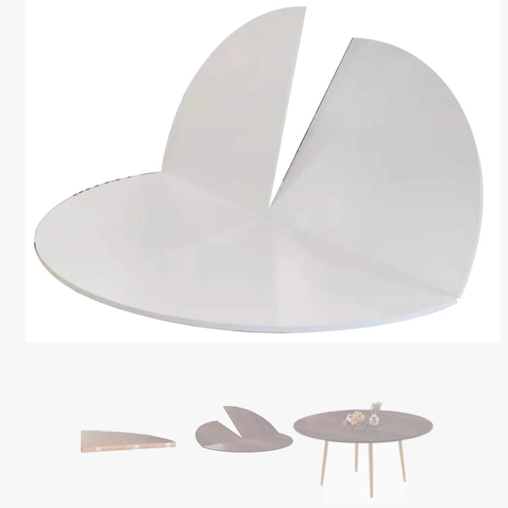 Large Folding Round Table Top Extender - 47" to 79" Portable White Tabletop Replacement for Family Dinners, Events & Gatherings - No Legs, Temporary Use, 120cm