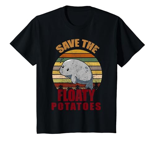 Save The Floaty Potatoes Retro Vintage Sunset Tshirt T-Shirt, Youth, Black, 3T