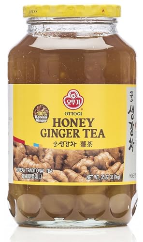 [OTTOGI] Honey Ginger Tea 35oz (1kg), Traditional Korean Tea Concentrate with Real Sliced Ginger & Honey, Caffeine-Free, Soothing & Versatile for Hot or Cold Drinks, Yogurt, and Desserts