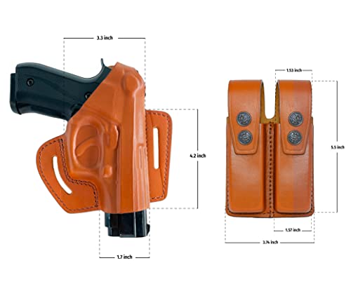 Koltster Alis30406 Pancake Leather Holster Thumb Break Rh & Double Magazine Pouch For Beretta 92 92F 96 Taurus 92&99 Handmade! #TOP6