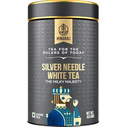 Image of Hindraj The Milky Majesty Silver Needle White Tea Loose Leaves 80 g Premium White Tea Leaves, 100% Natural Ingredients Soothing Brew, High in Antioxidants, Light & Refreshing Flavor