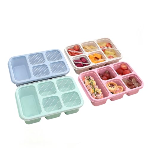 4-Pack Bento Boxes – 5-Compartment Reusable Lunch Containers | Leak-Proof, Eco-Friendly, Microwave & Dishwasher Safe | Perfect for School, Work, or Travel