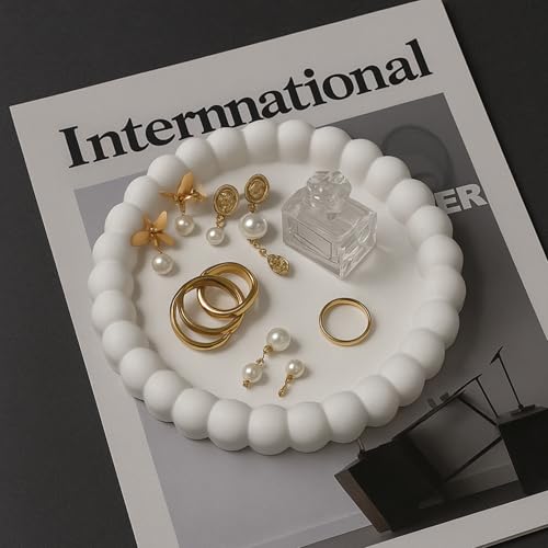 Small Bubble Trinket Tray – Handmade Concrete Jewelry & Makeup Organizer | Multipurpose & Stylish Display Stand for Jewellery, Perfume, Watch (Big)