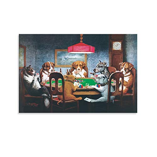 FANSH Poster décoratif sur toile représentant des chiens jouant au poker pour salon, chambre à coucher 30 x 45 cm Cover