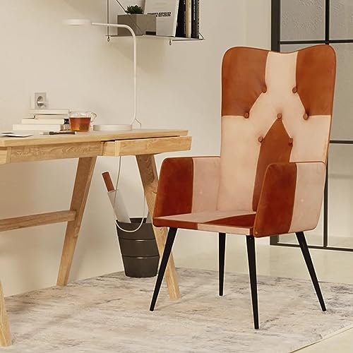 ShGaxin Sillón orejero, Sillon Lactancia, Sillones para Personas Mayores, Butacas De Cine, Cuero auténtico marrón y Crema