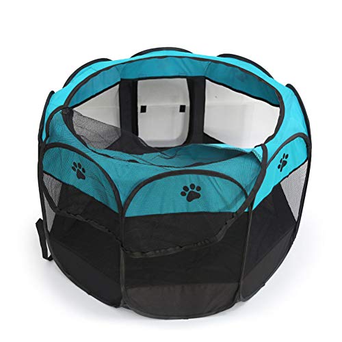 Tenda dobrável externa para sala de parto de gatos fechada (azul e preto S: 72 × 72 × 45cm)