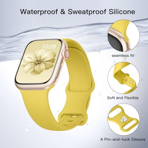 Image of Sport Silicone Band Compatible with Apple Watch Bands 40mm 38mm 41mm 44mm 45mm 42mm 49mm Women Men,Soft Wristband Waterproof Replacement Sport Strap for iWatch Bands Series 9 8 7 6 5 4 3 2 1 SE Ultra