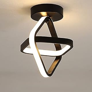 LED Ceiling Light 2 Black Squares Nordic Fashion Creative Small Aisle Lights for Entrances Doorway Corridor Kitchen Warm Light Cool White Light 22W (Warm Light)