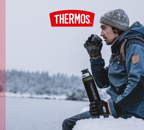 THERMOS Mountain Beverage Bottle 0.75 L, Black, Stainless Steel Thermos Flask with Drinking Cup, 24 Hours Hot / 24 Hours Cold, Lightweight Outdoor Bottle, Robust, Removable Cap, BPA-Free