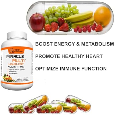 MiracleMulti Liquid Multivitamin Capsules for Men & Women - Complete Whole Food Blend Daily Vitamin & Mineral Supplement with CoQ10, B12, 42 Superfood Enzyme - 120 Softgels