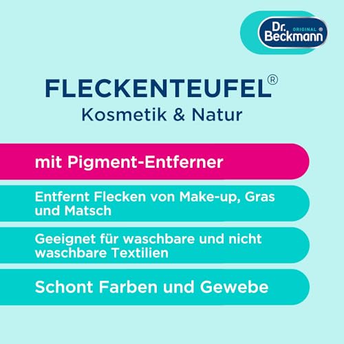 Dr. Beckmann Fleckenteufel Natur & Kosmetik | Spezialfleckentferner gegen Grasflecken, Erde und Make-up | 50 ml