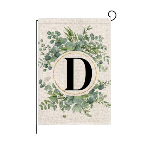 wyooxoo Monogram Letter D Floral Garden Flag 12x18 Inch Double Sided Outside Outdoor Family Last Name Initial Yard Flag (D)