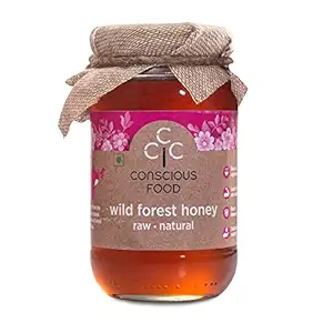 Conscious Food Wild Forest Honey | 100% Raw Pure and Natural, Unprocessed & Unpasteurized Honey | Value Pack |Wild Forest Honey Pack of - 500g