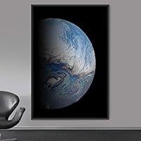 Framed Canvas Wall Art Planet Astronomy & Space Bedroom Colorful Contemporary Moon Multicolor Photography - 16x24 inches