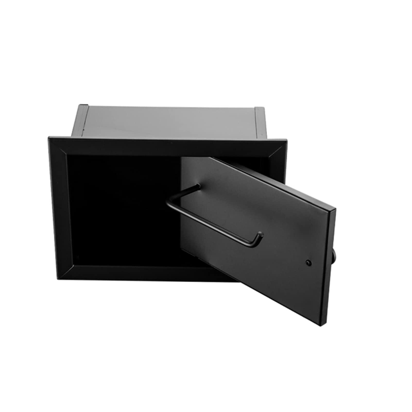 Matte Black Toilet Roll Holder Recessed Toilet Paper Holder Wall Mount Made of Metal, in Wall Tissue Roll Holder with Mounting Bracket, Bathroom -2