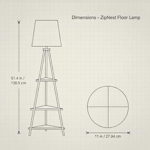 Image of Tripod Metal Floor Lamp with Shelves Stylish Standing Lamp for Living Room Decoration Bedroom Corner Stand Aesthetic Home Decor (Orange Polka Dots) LED Bulb Included
