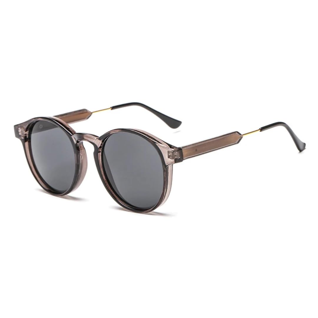 Lunettes de soleil rondes au style rétro chic et branches dorées