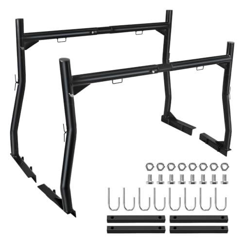 Forwode Non-Drilling Truck Ladder Rack, 800 Lbs Extendable Truck Bed Rack Fits for 46-72 Inches Wide Truck Bed, Adjustable Pickup Truck Bed Ladder Keyak Rack for Most Truck
