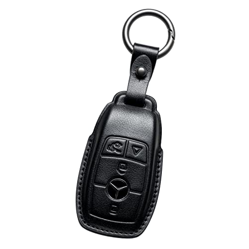 Image of Mercedes Benz Key Fob Cover Leather Car Key Case 2026 2025 2024 2023 2022 GLE350 GLE450 GLS450 GLS580 GLA250 GLA35 EQB CLA250 CLA35 CLA45 AMG GT