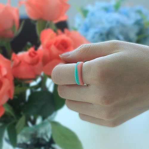 Silicone Ring Women Wedding Bands for Her Orange-Blue Thin Classic Rubber Couple Engagement Jewelry Durable Comfortable Breathable Safe 5.7mm2