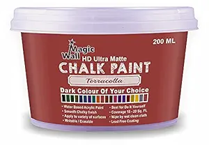 Chalk Paint Dark Colour | 200 ML - Ultra Matt Finish | Water Base Acrylic Paint | Coverage : 10 to 20 Sq. Ft. | Apply on Surfaces Like Walls, Boards, Furniture & Home Decor Products. (Terracotta)