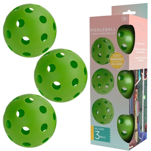 Pickleball Balls Set - 3 Piece Set - Outdoor Pickleball Balls for Competitive & Recreational Play, Size 2.75” Dia Pickleballs - Pickleball Accessories Suitable Pickle Ball for Players of All Ages