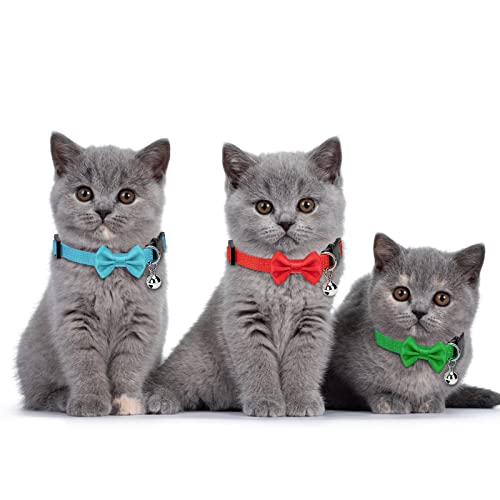 Cat Collar Quick Release Safety Collars Adjustable Kitten Collar with Bell and Detachable Bow Tie for Kitten Cats Puppy Small Pets 6 Pack - Image 3
