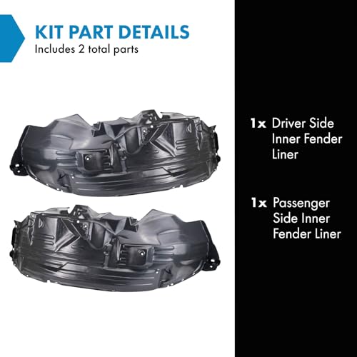 Image of TRQ Driver and Passenger Side Inner Fender Liner Set Compatible with 2005-2015 Nissan Xterra