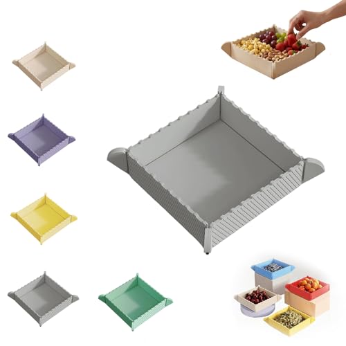 2-in-1 Magnetic Foldable Silicone Mat & Serving Tray,Foldable Multifunctional Storage Bowls, Cutting Board, Heat Resistant Water