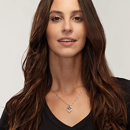 Finecraft Natural Aquamarine Mother & Child Heart Pendant Necklace with Diamonds in Sterling Silver & 14K Gold, 18" - Image 6