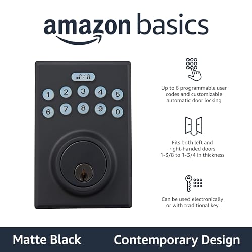 Electronic keypad deadbolt with touch-entry, matte black