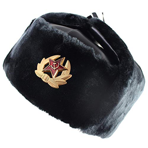 Chapka russe ushanka en simili cuir haut de gamme style pilote
