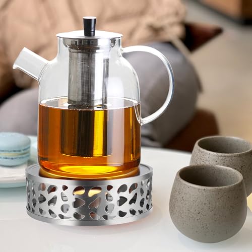 Miniatura 7 de Porfoyo - Tetera De Cristal Con Estufa, 1800 Ml, Calentador De Tetera Para Té A Granel Y Bolsas De Té