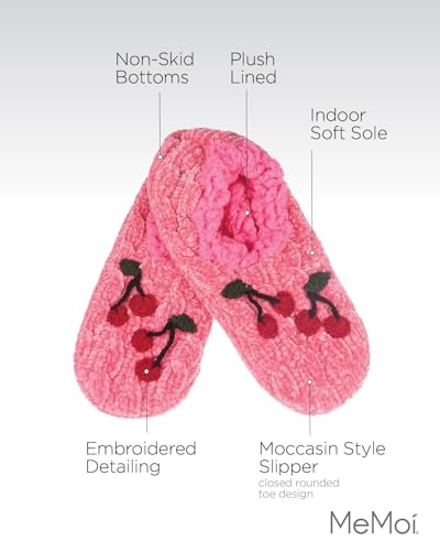 MeMoi Women's Cozy Cherries Chenille Sherpa Lined Slippers3