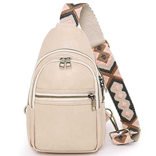 Yzfsm Sling Bag For Women Pu Leather Sling Bags For Women Crossbody Small Sling Backpack Multipurpose Chest Bag For Women (Beige) #TOP11