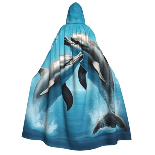 Cape à capuche dauphins amoureux 190 cm unisexe déguisement cosplay festival et bal masqué adulte