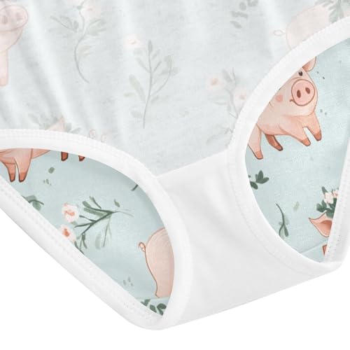 Wusikd Cute Pigs Girls' Underwear Cotton Funny Flowers Girls Briefs Soft Toddler Underwear 2T 5