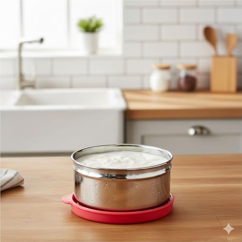 Image of SignoraWare Mini Fresh Stainless Steel Small Container | Airtight & Leakproof | Compact & Travel-Friendly | Easy to Carry | Perfect for Office, School & Home Use (140ml | Red)