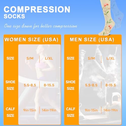Image of bropite Compression Socks 20-30 mmHg, 6 Pairs Knee-High for Running, Nurse&Travel