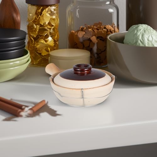 OHPHCALL 0.5L Ceramic Clay Pot with Lid and Wire Handle - Traditional Chinese Cooking Pot for Rice, Soup, and Stews Perfect for Family Dining and Travel - Image 8