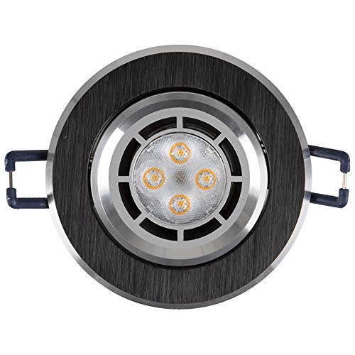 Mextronic Einbauleuchten LED Einbaustrahler 230V 5 16302-9 0 Ø68 IP20 Alu Silber + Schwarz gebürstet