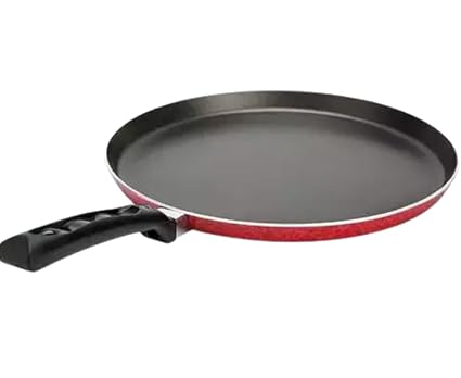 Aluminium Non-Stick Dosa Tawa | High Temperature Resistant Exterior Coating | 25 Cm | Black