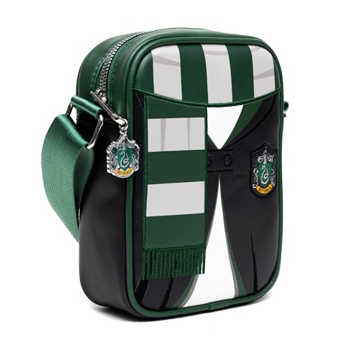The Wizarding World of Harry Potter Bag, Crossbody, Harry Potter Hogwarts School Slytherin Uniform Embroidered, Vegan Leather2